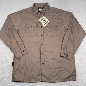 Big Bill FR Flame Resistant Work Shirt Men's XL Khaki Long Sleeve Button Down